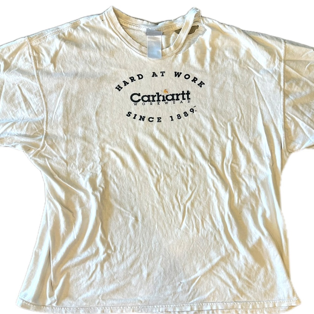 Thrashed Vintage Distressed Carhartt Graphic Tee Workwear Size XL